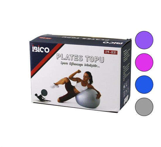 İBİCO İ19-031 ( 60CM ) PLATES TOPU ( RENKLİ & ÇİZGİ DESENLİ PLASTİK ) ( KUTULU AMBALAJ )*20