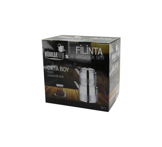 HÜNKARDEM FİLİNTA ( ORTA BOY ) ( ÇELİK ) ÇAYDANLIK SETİ ( ÇİFT KAPAKLI ) ( RENKLİ BAKALİT KULP ) ( ÜST DEMLİK: 1.25LT & ALT SULUK: 2.25LT ) ( KENDİNDEN SÜZGEÇLİ )*8