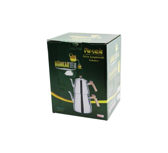HÜNKARDEM PİRAMİT ( ORTA BOY ) ÇELİK ÇAYDANLIK SETİ & TAKIMI ( RENKLİ BAKALİT KULP ) ( ÜST DEMLİK : 1.1LT & ALT SULUK: 2LT ) ( KENDİNDEN SÜZGEÇLİ )*8