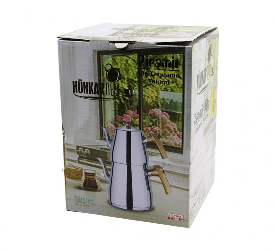 HÜNKARDEM PRAMİT ( AİLE BOY ) ÇELİK ÇAYDANLIK SETİ & TAKIMI ( RENKLİ BAKALİT KULP ) ( ÜST DEMLİK: 1.5LT & ALT SULUK: 2.75LT ) ( KENDİNDEN SÜZGEÇLİ ) *8