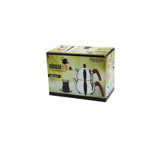 HÜNKARDEM ( MİDİ BOY ) ( KÜRE ) ( ÇELİK ) ÇAYDANLIK SETİ ( RENKLİ BAKALİT KULP ) ( ÜST DEMLİK: 0.5LT & ALT SULUK: 0.75LT ) ( KENDİNDEN SÜZGEÇLİ )*10