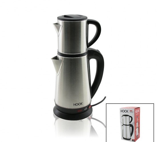HOOK HK-509 ( ELEKTRİKLİ ) ÇAY MAKİNESİ ( ÇAYCI SET ) ( 1.8LT SU ISITICI PLS.+ 0.8LT DEMLİK ) ( ÇELİK TABAN ) ( 1800W ) ( 360° GÖVDE )*6