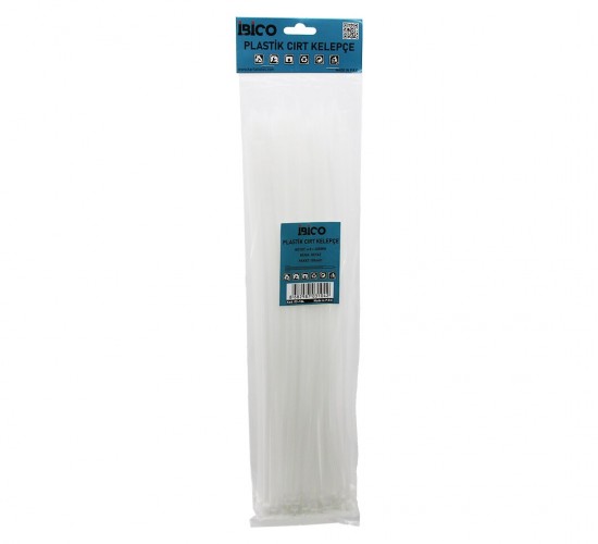 İBİCO İ13-104 ( BEYAZ ) ( 4.8X400MM ) ( PLASTİK ) CIRT KELEPÇE ( KABLO BAĞI ) ( 100PCS )*10X15