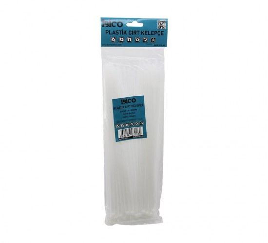 İBİCO İ13-108 ( BEYAZ ) ( 4.8X300MM ) ( PLASTİK ) CIRT KELEPÇE ( KABLO BAĞI ) ( 100PCS )*10X15