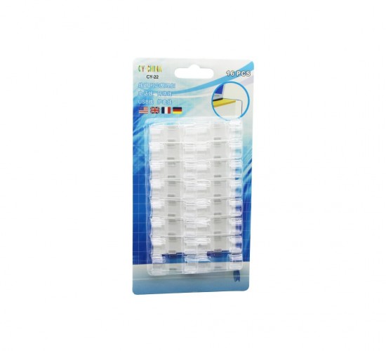 İBİCO İ10-013 CY-22 ( 16PCS ) ( KALIN KABLO ) KABLO TUTUCU KLİPS (YAPIŞKANLI) ( ŞEFFAF PLASTİK MİKA KRİSTAL )*20X10