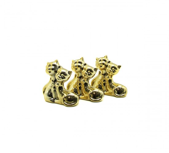 İBİCO İ12-143 ( ÇİFT KEDİ & ORTA ) ( GOLD & SERAMİK ) BİBLO & DEKORATİF SÜS EŞYASI*12X12