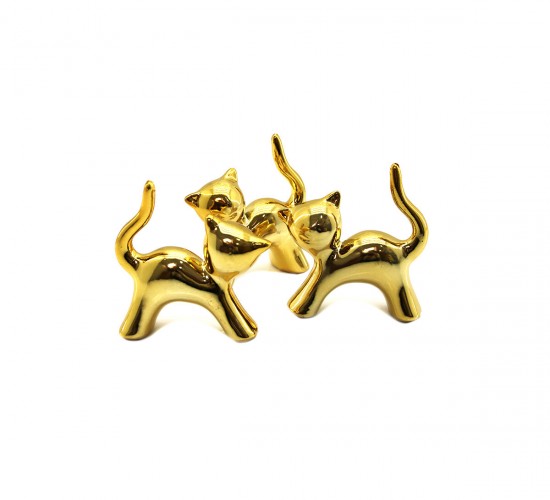 İBİCO İ12-156 ( KEDİ & KÜÇÜK ) ( GOLD & SERAMİK ) BİBLO & DEKORATİF SÜS EŞYASI*12X20