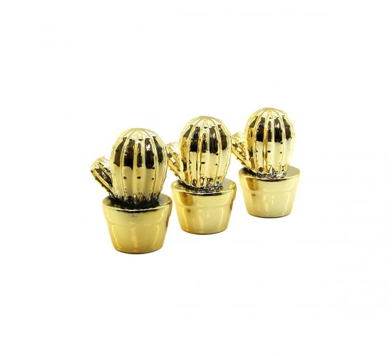 İBİCO İ12-157 ( KAKTÜS & BÜYÜK ) ( GOLD & SERAMİK ) BİBLO & DEKORATİF SÜS EŞYASI*6X16