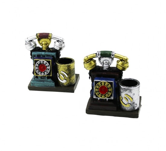 İBİCO İ12-192-B ( ANKESÖRLÜ TELEFON ) VİNTAGE DEKORATİF BİBLO & RENKLİ KALEMLİK ( 12.5X10X6.5CM ) ( REÇİNE )*72