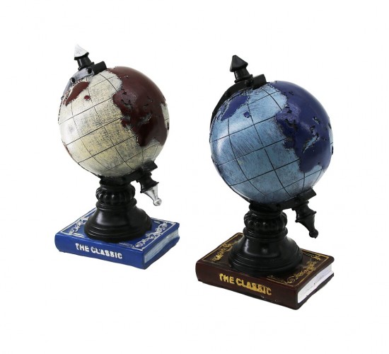 İBİCO İ12-200-B ( DÜNYA ) VİNTAGE DEKORATİF BİBLO & KUMBARA RENKLİ 22CM ( REÇİNE )*24
