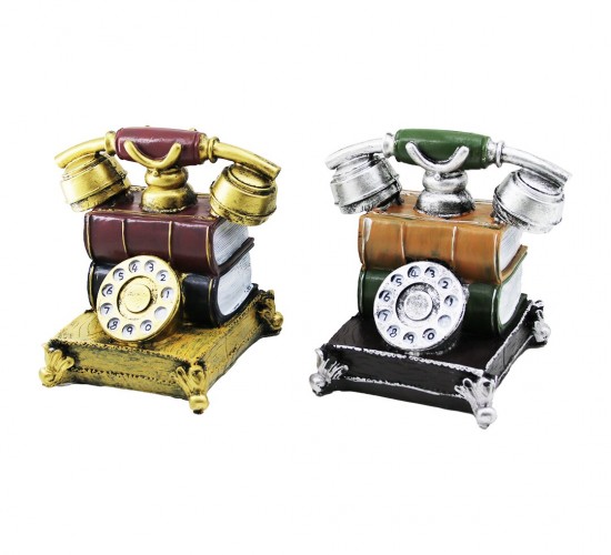 İBİCO İ12-202-B ( ANKESÖRLÜ TELEFON ) VİNTAGE DEKORATİF BİBLO & KUMBARA RENKLİ ( 15.5X15.5X10CM ) ( REÇİNE )*24