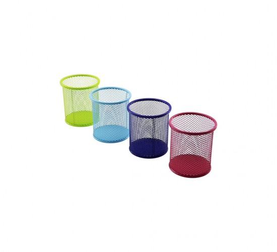 3A KOD-1492 ( RENKLİ METAL ) KALEMLİK MASA ÜSTÜ ( ÇAP=9 X YÜKSEKLİK=10CM)*12X8