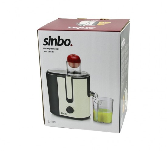SİNBO SJ-3143 (ELEKTRİKLİ) ( BEJ ) KATI MEYVE SIKACAK (600W) (HAZNE POSA:1250ML & M.SUYU:450ML) (ÇELİK FİLTRE) (65MM TÜP)*4