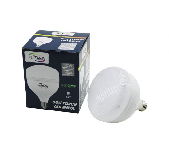ELİTLED EL-02 12/50 ( 50W ) TORCH LED BULB AMPUL ( BEYAZ & 6400K ) ( E27 ) ( 5500 LÜMEN ) ( 20.000 SAAT ÖMÜR )*40
