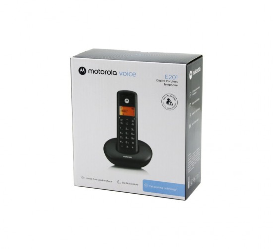 MOTOROLA E-201 ( SİYAH ) (DİJİTAL) (KABLOSUZ & TELSİZ) TELEFON (ARAYAN NO GÖRME) (50 HAFIZA) (300M ALAN)*10