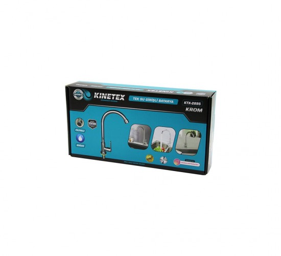 KINETEX KTX-2895 ( KROM ) ( TEK SU GİRİŞLİ ) MİX ( UZUN KUĞU ) ( EVYE ) ( AÇ KAPA ) MUTFAK BATARYA*50