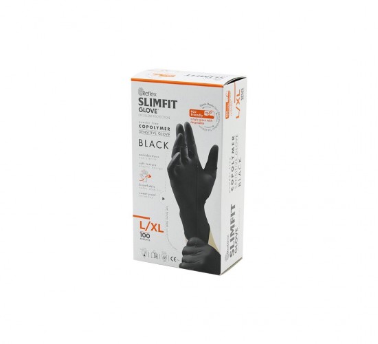REFLEX SLİMFİT GLOVE KOD-031 ( XL ) ( SİYAH ) ( PUDRASIZ ) MUAYENE ELDİVEN 100LÜ*1X20