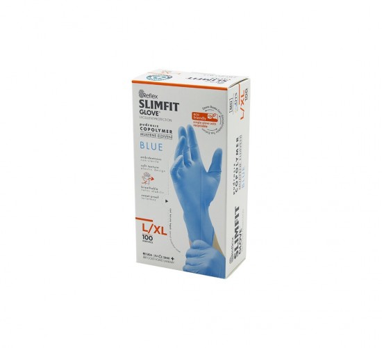REFLEX SLİMFİT GLOVE KOD-025 ( L-XL ) ( MAVİ ) ( PUDRASIZ ) MUAYENE ELDİVEN 100LÜ*1X20