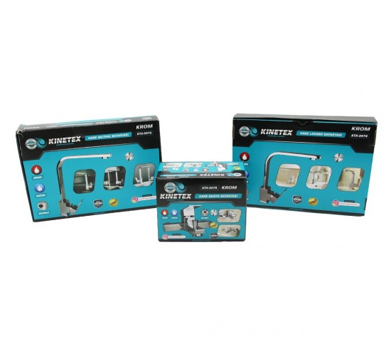 KINETEX KTX-3473 KTX-3474 KTX-3475 ( 3LÜ KARE SET) (AÇ KAPA) KROM BATARYA MUSLUK (FİLTRELİ) (KARE BANYO)+(KARE EVYE MUTFAK)+(KARE LAVABO)*12