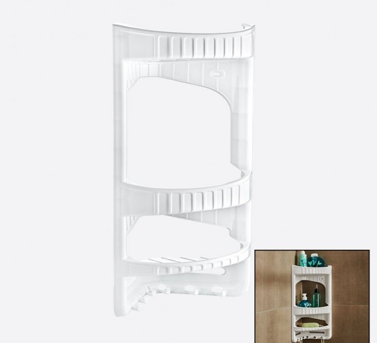 DÜNYA 09166-101 ( BEYAZ ) PLASTİK KÖŞE ŞAMPUANLIK ( 3 KATLI & ASKILI )*12=K