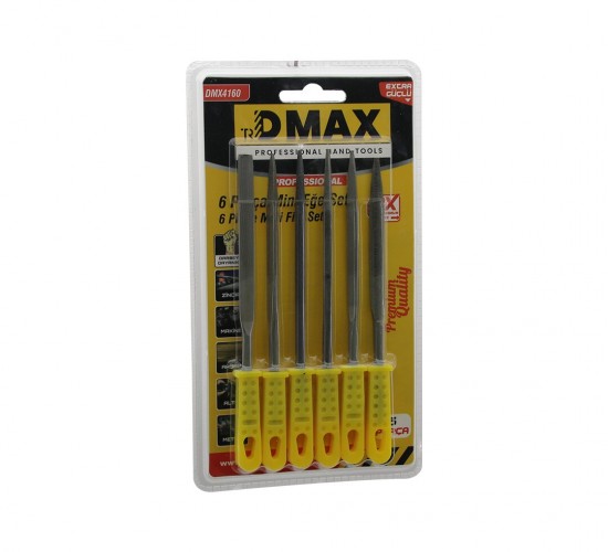 DMAX 4160 ( 6PCS ) MİNİ ÇELİK EĞE SETİ ( DÜZ - YUVARLAK - YARI DAİRESEL - KARE - ÜÇGEN )*200