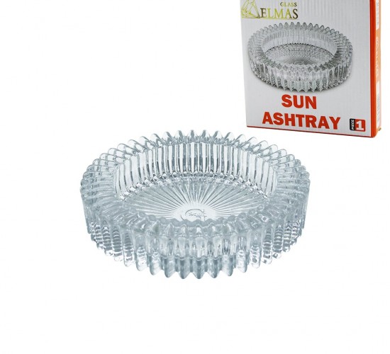 GLASS ELMAS ( SUN ASHTRAY ) MR-813 GÜNEŞ ( YUVARLAK ) ( CAM ) KÜLLÜK ( ÇAP: 14.5CM & Y: 3.2CM ) ( BRKT-489764 )*24