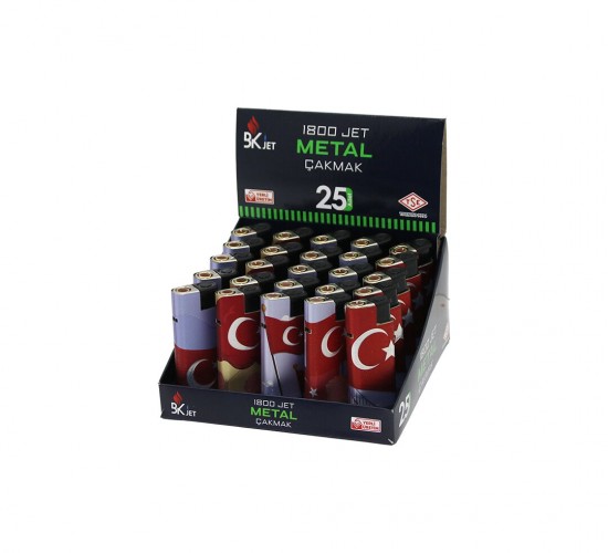 KOKO-1800 ( BAYRAKLI ) JET TURBO REZİSTANSLI (IZGARALI & RÜZGAR) MANYETÖLLÜ CEP ÇAKMAK ( MANYETOLU ) ( DOLDUR KULLAN )*25X20