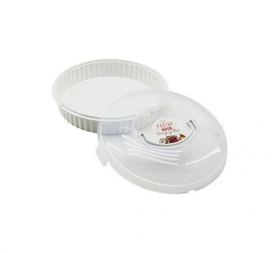 QLUX L-00653-3 ( YUVARLAK ) PASTA & BÖREK KABI FANUS (ŞEFFAF PLASTİK KİLİTLİ KAPAK) (TAŞIMA KULPLU) ( BEYAZ RENK )*6=K