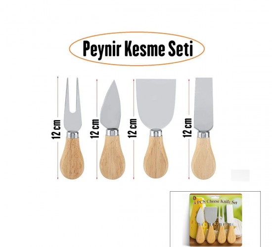 İBİCO İ22-400 CHEESE KNİFE SET ( 4PCS ) PEYNİR BIÇAK SETİ ( AHŞAP BAMBU SAPLI )*144