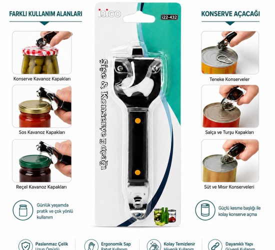 İBİCO İ22-432 ( ÇOK AMAÇLI ) KONSERVE & KAPAK AÇACAK*12X40