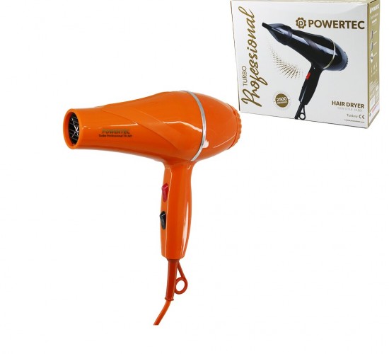 POWERTEC TR-501 ( TURUNCU ) SAÇ KURUTMA & FÖN MAKİNESİ 2500W PERFORMANS*12