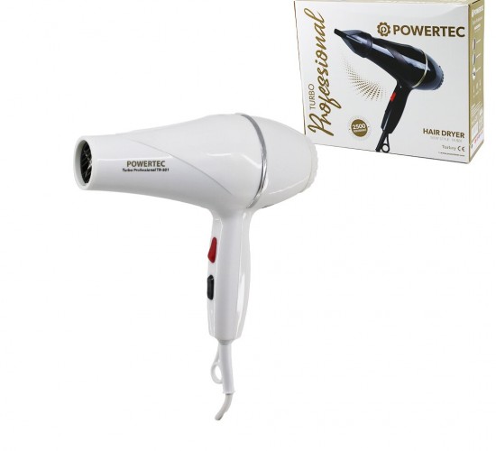 POWERTEC TR-501 ( BEYAZ ) SAÇ KURUTMA & FÖN MAKİNESİ 2500W PERFORMANS*12