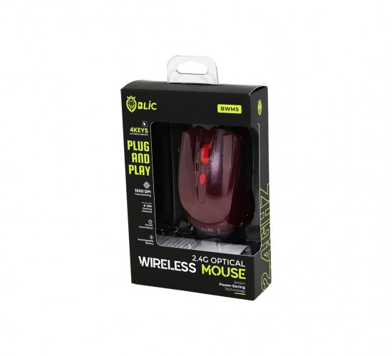 BLİC BWM-5 ( BORDO ) KABLOSUZ MOUSE ( 2.4G ) ( 8-10M DİSTANCE ) ( WİRELESS & KABLOSUZ ) (1600DPI) ( OYUN FARE )*100