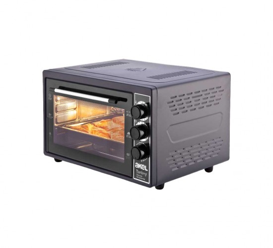 AKEL AF-380 MİDİ FIRIN KARE 38LT ( AYARLANABİLİR TERMOSTAT = 50–320°C & SAATLİ = 0 - 90 DK ZİL ) ( 3 KADEME HIZ AYAR ) ( EMAYE TEPSİ)  *1