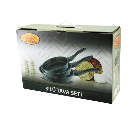NUR IŞIKLAR METAL ( 3PCS ) DÖKÜM TAVA SETİ ( 20-24-28CM )*1