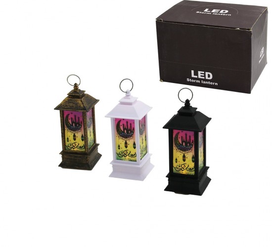 LED STORM LANTERN SDR-LM-013 ( KARE KUBBE ) ( PİLLİ ) RAMAZAN LED IŞIK ( MİX RENKLİ & PLASTİK )*12X20