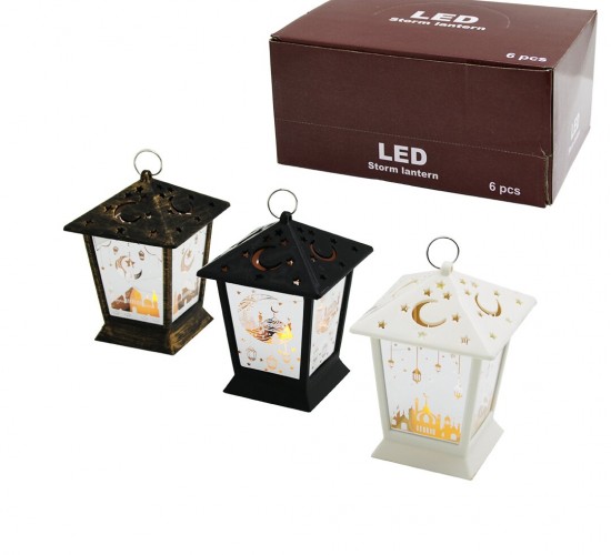 LED STORM LANTERN SDR-LM-006 ( KARE KUBBE ) ( PİLLİ ) RAMAZAN LED IŞIK ( MİX RENKLİ & PLASTİK )*6X20