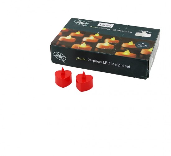 FLAWLESS LED TEALİGHT SET SDR-LM-001 KALPLİ MİNİ LEDLİ PİLLİ MUM*24X40