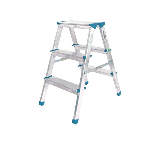 111 YÜZONBİR ( 3+3) ( ÇİFT BASAMAKLI ) ALÜMİNYUM METAL MERDİVEN ( YÜKSEKLİK = 69CM BAŞ GENİŞLİK = 8CM )*1