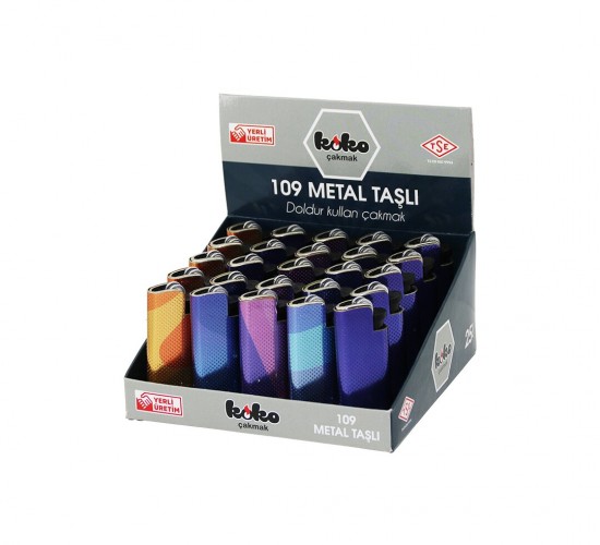 KOKO-109 ( METAL & MAT RENKLİ ) TAŞLI METAL CEP ÇAKMAK ( DOLDUR KULLAN ) ( BRKT-877501 )*25X20