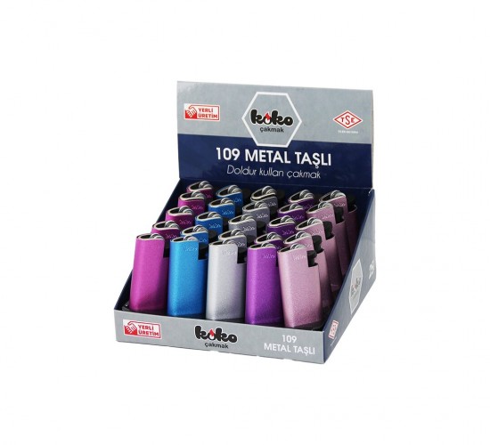 KOKO-109 ( METAL & PARLAK RENKLİ ) TAŞLI METAL CEP ÇAKMAK ( DOLDUR KULLAN ) ( BRKT-601429 )*25X20