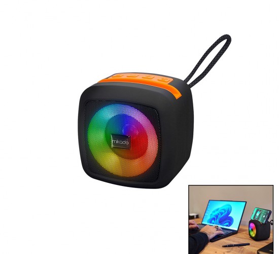 MİKADO MD-29BT ( SİYAH ) KABLOSUZ HOPARLÖR & SPEAKER TAŞINABİLİR ( IŞIKLI ) ( USB ŞARJLI ) ( BT & TF CARD ) ( 10 MT MENZİL ) 1200mAH PİL & 5W*50