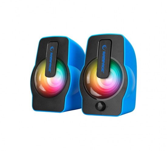 RAMPAGE FALSETTO RMS-G7 ( MAVİ & RGB IŞIKLI ) ( 1+1 ) HOPARLÖR SPEAKAER SET ( USB KABLO ) 2.0 MULTİMEDYA & 6W*20