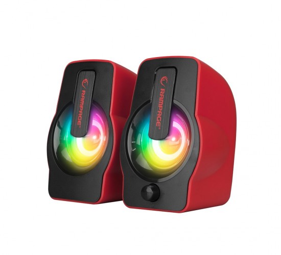 RAMPAGE FALSETTO RMS-G7 ( KIRMIZI & RGB IŞIKLI ) ( 1+1 ) HOPARLÖR SPEAKAER SET ( USB KABLO ) 2.0 MULTİMEDYA & 6W*20
