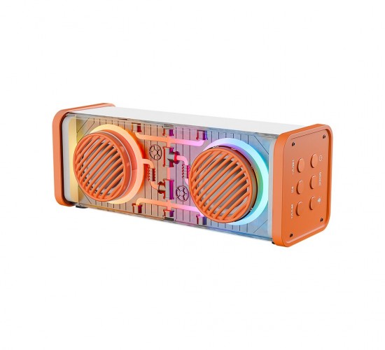 MİKADO MD-56BT ( TURUNCU-BEYAZ ) KABLOSUZ HOPARLÖR & SPEAKER TAŞINABİLİR MP3 ( IŞIKLI ) ( USB ŞARJLI ) ( BT & AUX & TES ) ( 10 MT MENZİL ) 1200mAH PİL & 10W*20