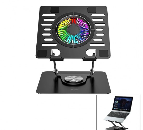 ADDİSON AD-RC36 KATLANABİLİR LAPTOP STAND METAL & SOĞUTUCU FAN RGB IŞIKLI ( 360° DÖNEBİLEN FAN )( 2 USB SOKET )*10
