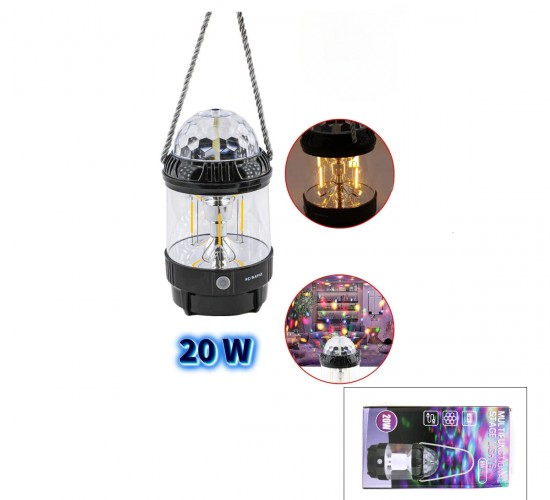 MULTI-FUNCTIONALL STAGE HW-978B ( 3IN1 ) DÖNEBİLEN DİSKO RENKLİ & FANUS FENER PİLLİ & POWERBANK 20W*60
