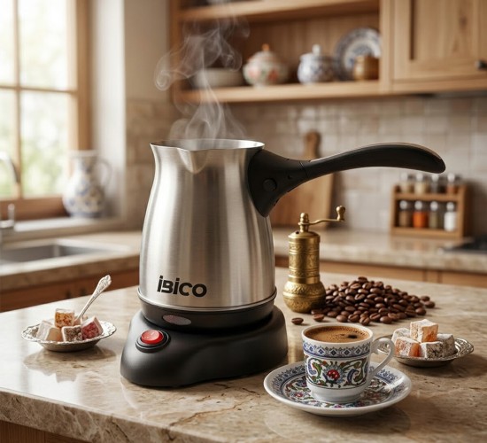 İBİCO MTF-002 ( ÇELİK ) ELEKTRİKLİ CEZVE ( TÜRK KAHVE MAKİNESİ & 4FİNCAN=400ML ) ( KABLOSUZ KULLANIM& 360°DÖNER ) ( 600W )*16