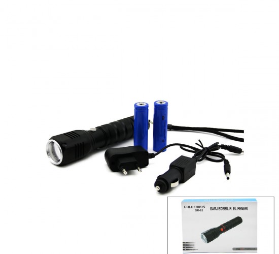 GOLD ORION OR-83 ( 2IN1 ) ( ZOOMLU EL FENERİ & COB LED ) ( FİŞ & ÇAKMAK ŞARJLI ) ( METAL KASA ) ( 17CM ) ( 3000 LUMEN )*80