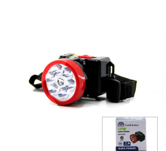 GOLD KAMA-3363 ( ŞARJLI ) ( 2W ) KAFA LAMBASI FENER 6 LED ( FİŞ ŞARJLI ) ( KADEME IŞIK AYARI )*120